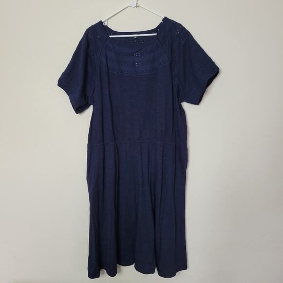 TALBOTS EYELET SLUB KNIT FIT & FLARE DRESS 3X - Picture 2 of 8